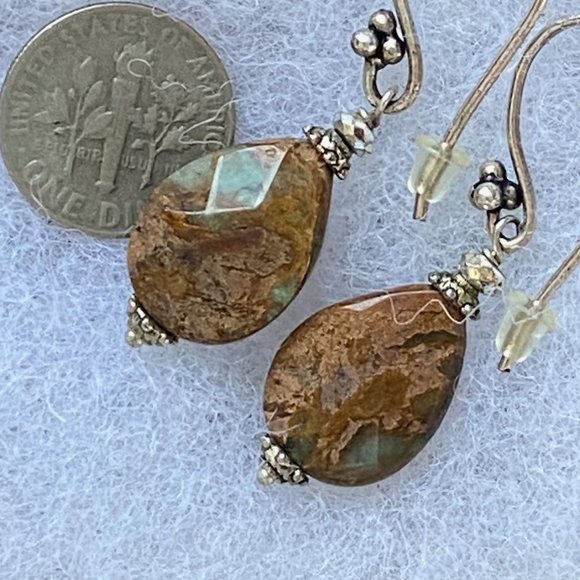 Jasper Earrings, Brown And Green Earrings, Natural Stone Earrings Boho Hippie - Picture 7 of 16